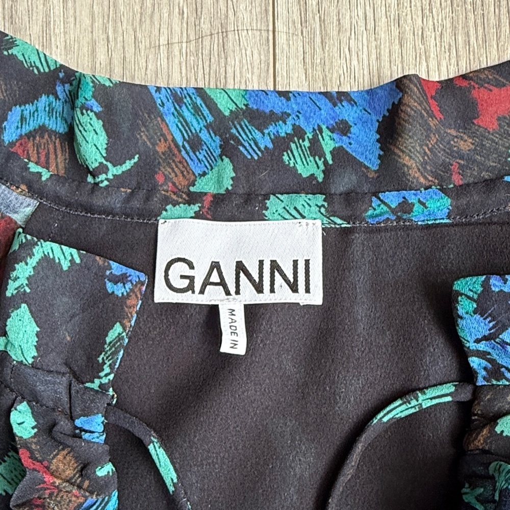 GANNI Flouncy Mini Dress, Meadow Azure Blue - Picture 4 of 10